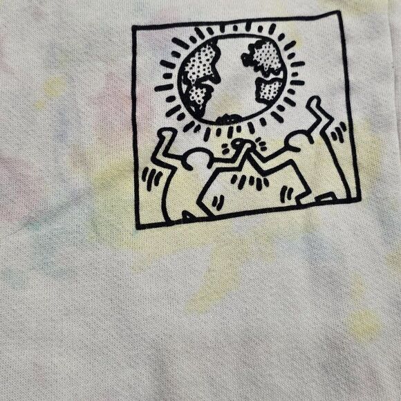 Keith Haring Joggers Pants Womens Size S Pink White Blue Pastel Tie Dye - Picture 6 of 6